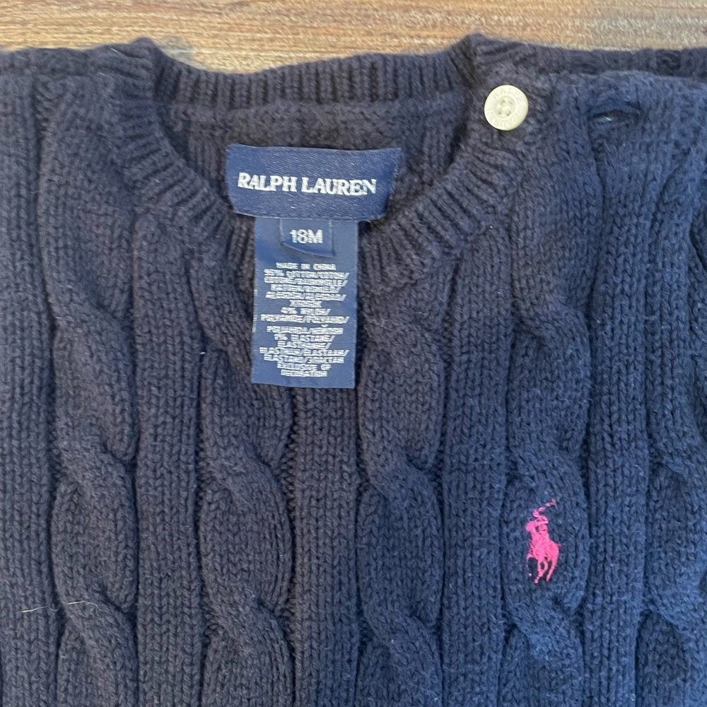 Ralph Lauren Baby Girl 18 months Dark Blue Cable Knit Dress